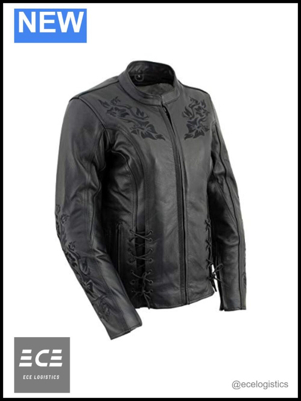 Premium Leather Embroidered Moto Jacket CE Armor